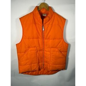 Vintage Chalk‎ Line Orange Puffer Vest Quilted Zip Front Men's XL Made In USA